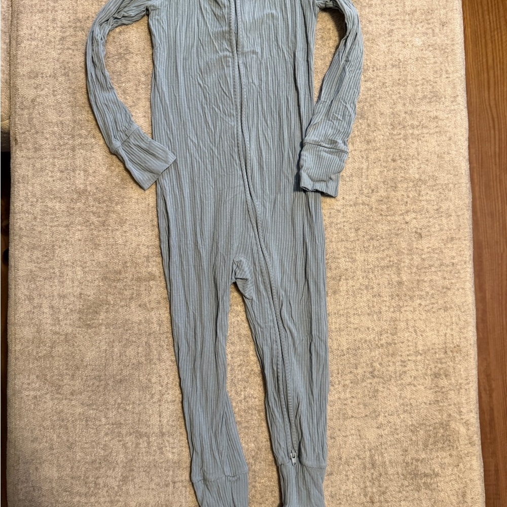 Little Sleepies Ribbed Solid Stormy Kids Pajama Footies